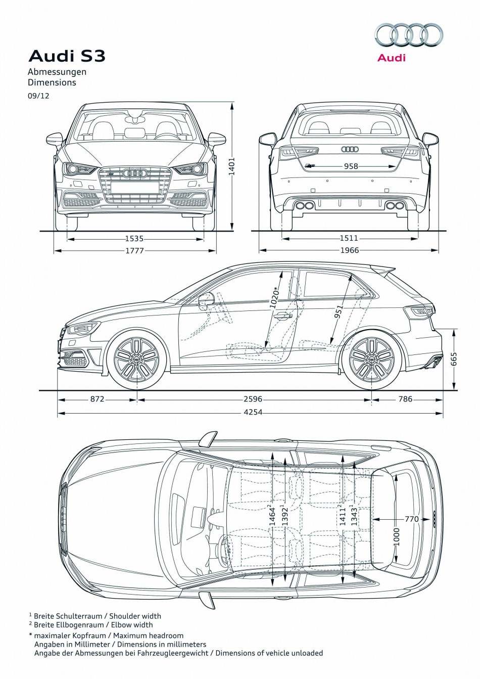 Audi S3/Abmessungen