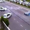 Highway drama: drift car versus 3 police cars
