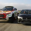 Mitsubishi Racing Lancer and Mitsubishi Lancer Evolution X: side by side comparison photos