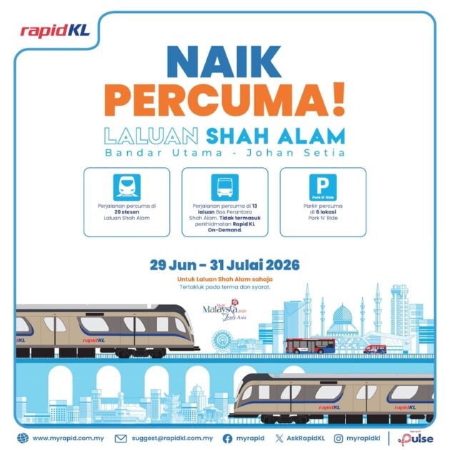 LRT3 Laluan Shah Alam mula beroperasi esok, tambang percuma hingga 31 Julai 2026 – PMX