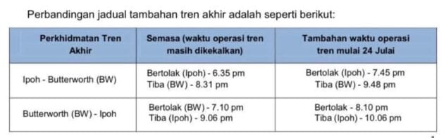 KTMB tingkatkan perkhidmatan Komuter Sektor Utara – jadual baharu dengan 6 tren tambahan mulai 24 Julai
