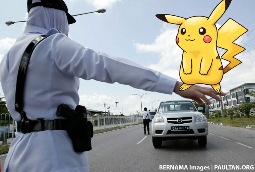 驾车途中抓精灵，关丹青年因Pokemon Go中罚单。 3363