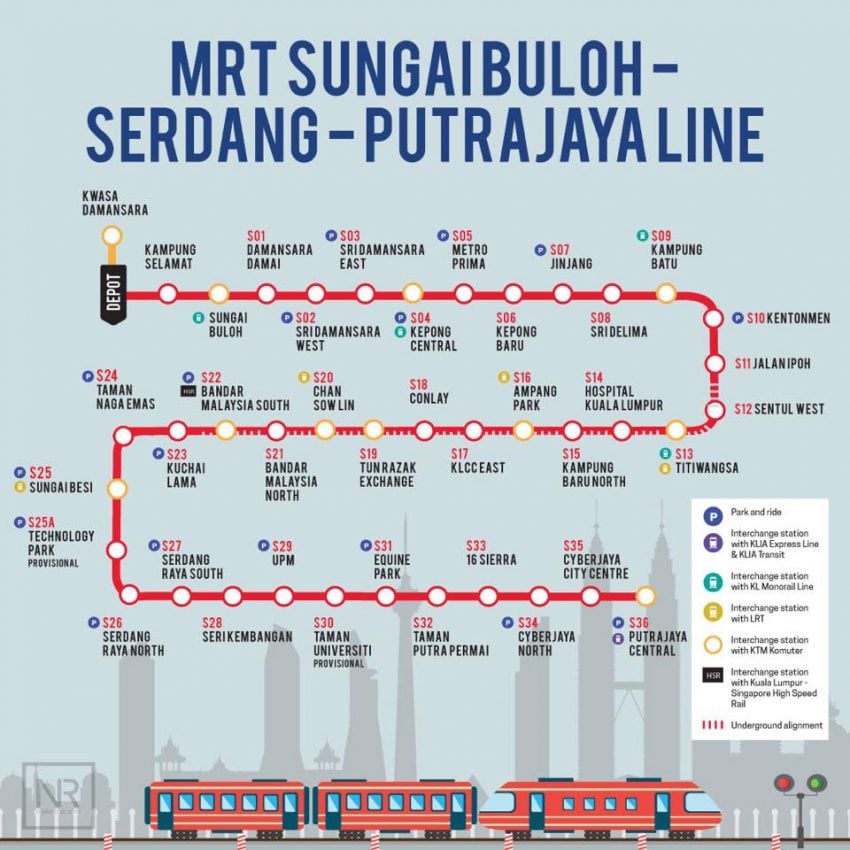 首相推介连接Sungai Buloh-Serdang-Putrajaya的MRT路线工程，全程路线工程造价320亿令吉，预计2022年完工。 7162