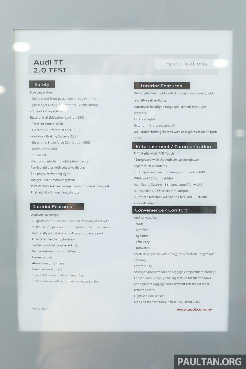Audi TT 2.0 TFSI Black Edition 发布，售价 RM317,400！ 52594