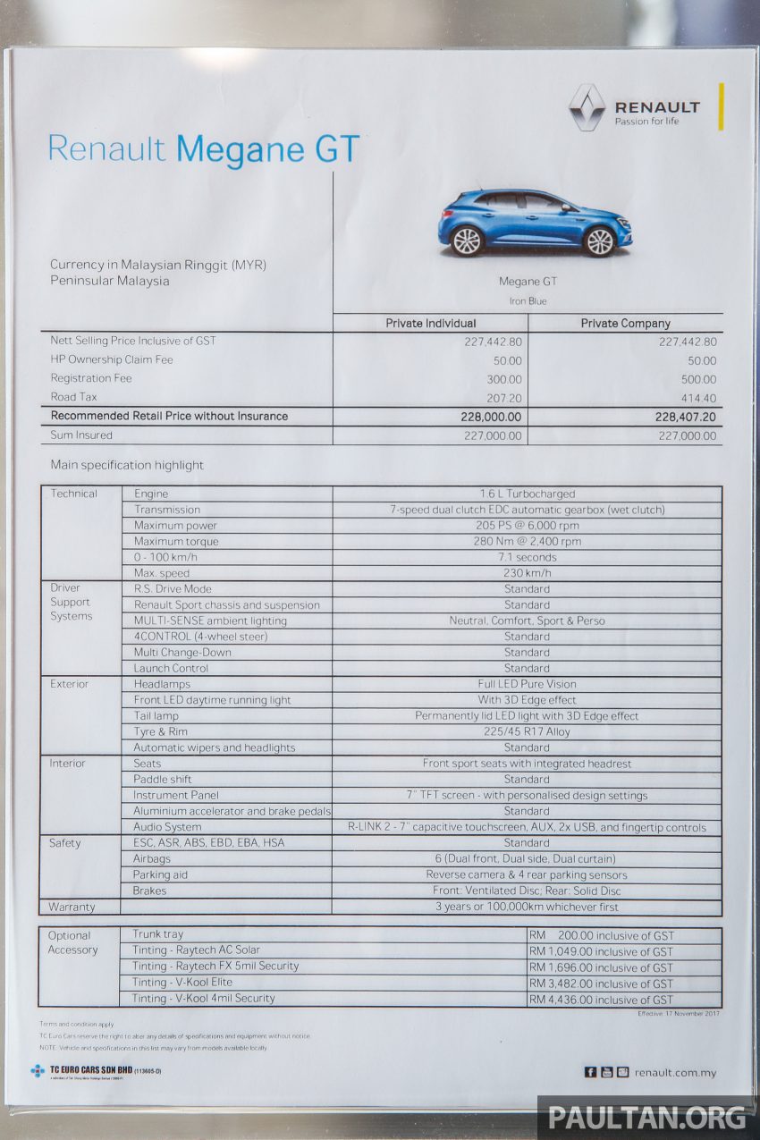 全新 Renault Megane GT 本地正式开售，要价RM228,000 58536