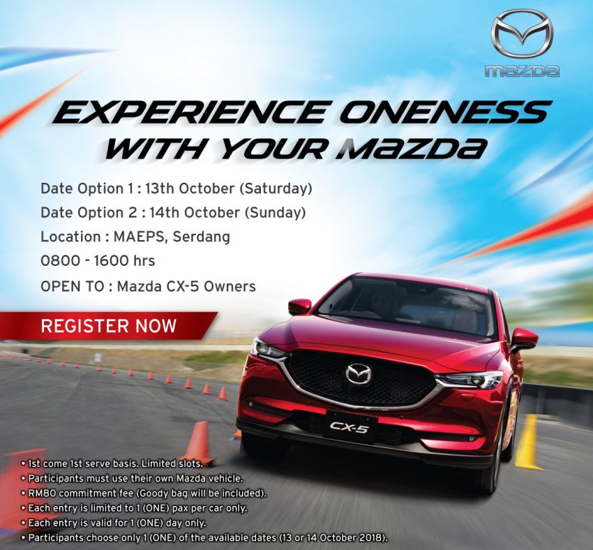 MazdaSports Academy 下月举办进阶驾驶体验活动，开放给 Mazda CX-5 车主报名参加，地点于雪州沙登 MAEPS 77042