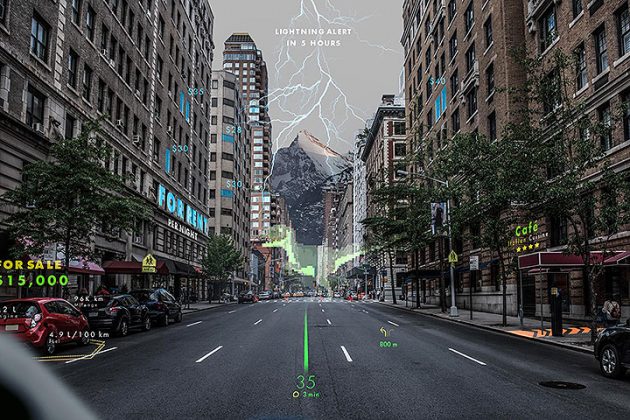 实现科幻电影情景，AR 技术结合车用 HUD 抬头显示器