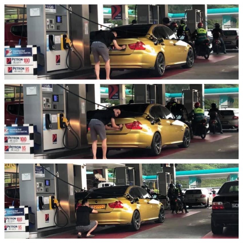 油站大庭广众更换假车牌，新加坡 BMW 男车主已被调查 96049