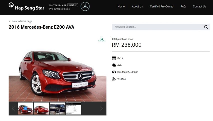 Hap Seng Star 官方认证二手 Mercedes-Benz 网站发布，轻易比较各款二手宾士价格、里程和年份，可预约试驾 102931