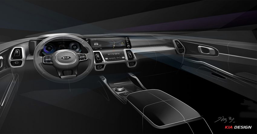 官方设计草图释出，全新 2021 Kia Sorento 内装造型曝光 115976