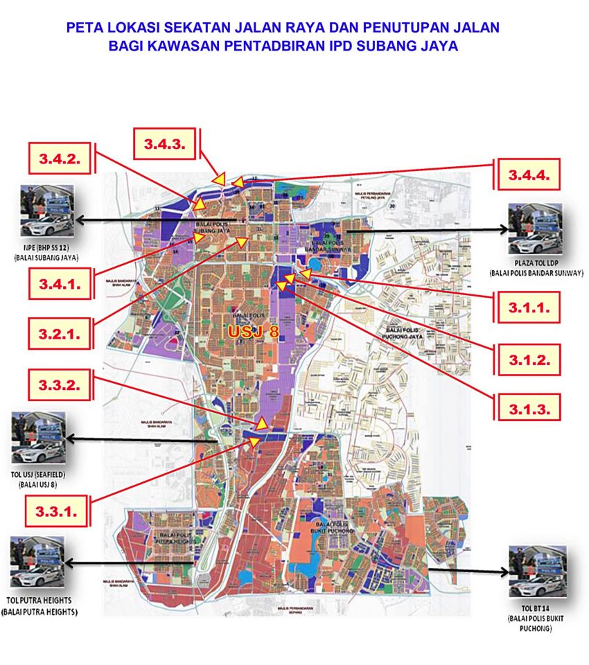 Subang Jaya 警方宣布将设更多路障，关闭部份道路 119385
