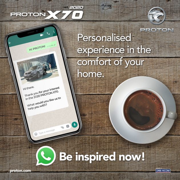 Proton 推介WhatsApp自动聊天室，可询问 X70 各种详情