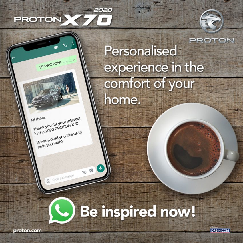 Proton 推介WhatsApp自动聊天室，可询问 X70 各种详情 119565