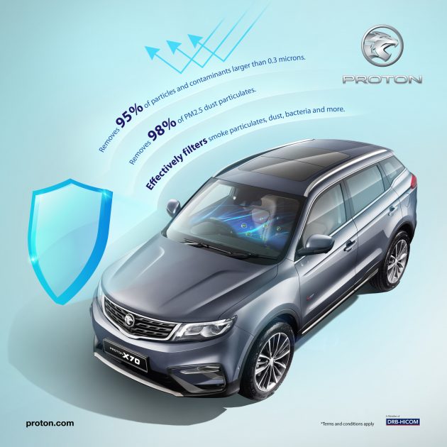 宝腾推介智能空气净化系统，Proton X70 将标配 N95 级别冷气滤网，早前已售出的CBU、CKD车型可付79令吉更换