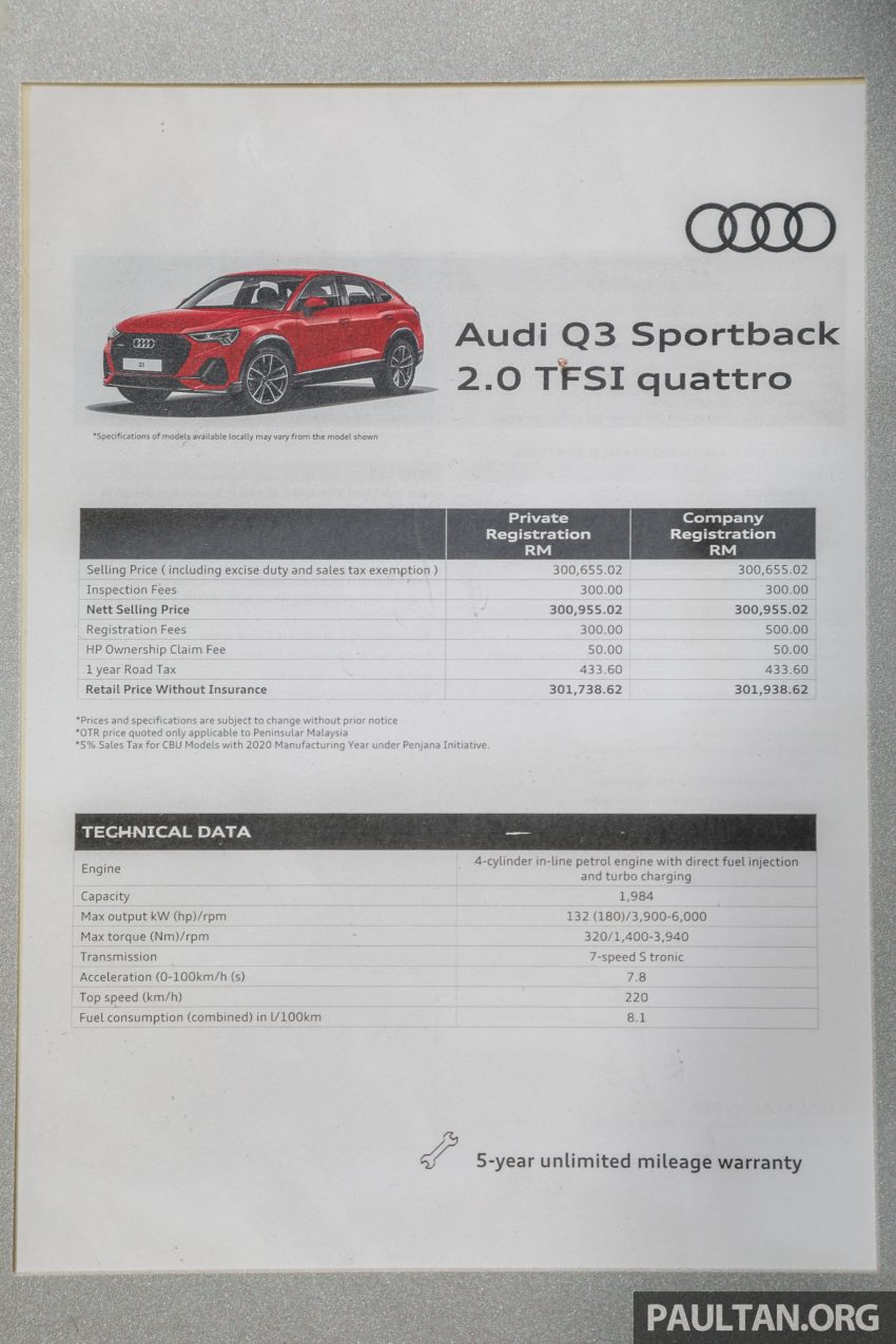 新车实拍: Audi Q3 Sportback 2.0 TFSI quattro, 售价30万 132484