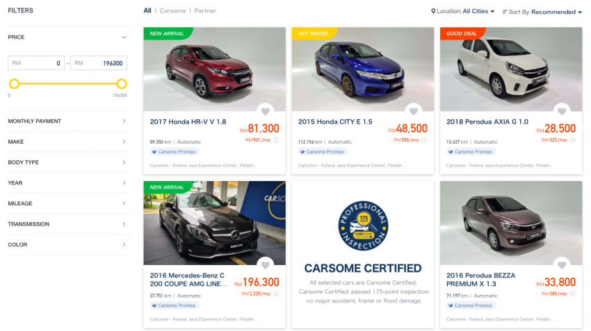 Carsome 在 Shopee 开设官方网店, 销售官方认证二手车 136067
