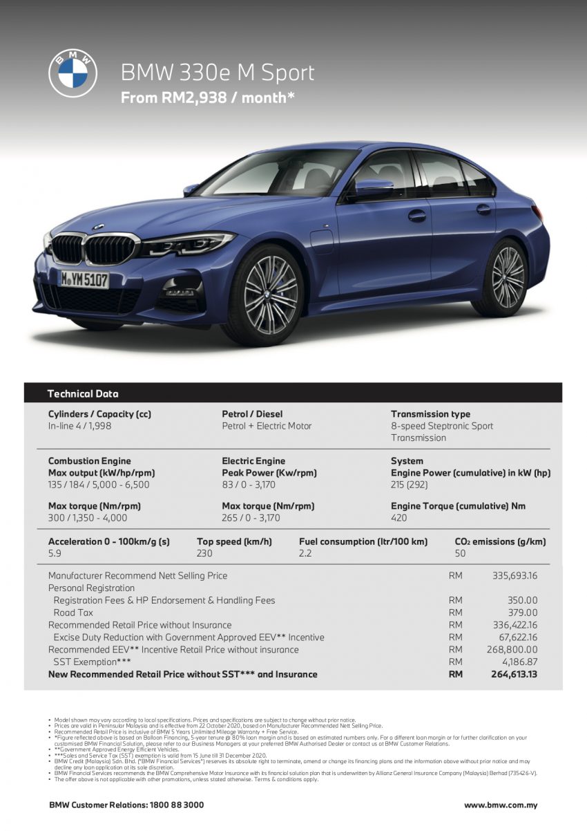 全新油电 G20 BMW 330e M Sport 本地上市, 免税价26.5万 138478