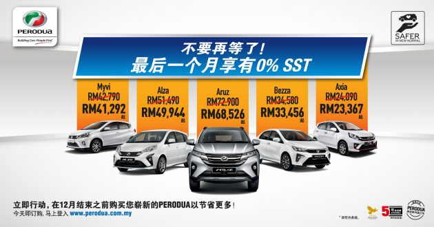 商业资讯：高达RM2,200现金回扣，别再等了！Perodua 年终促销和销售税减免优惠最后限期将在12月31日结束！