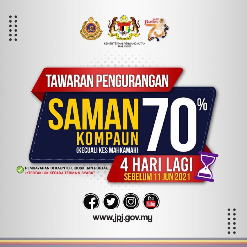 JPJ 交通罚单折扣70%优惠仅到本月11日, 还剩最后4天 156086