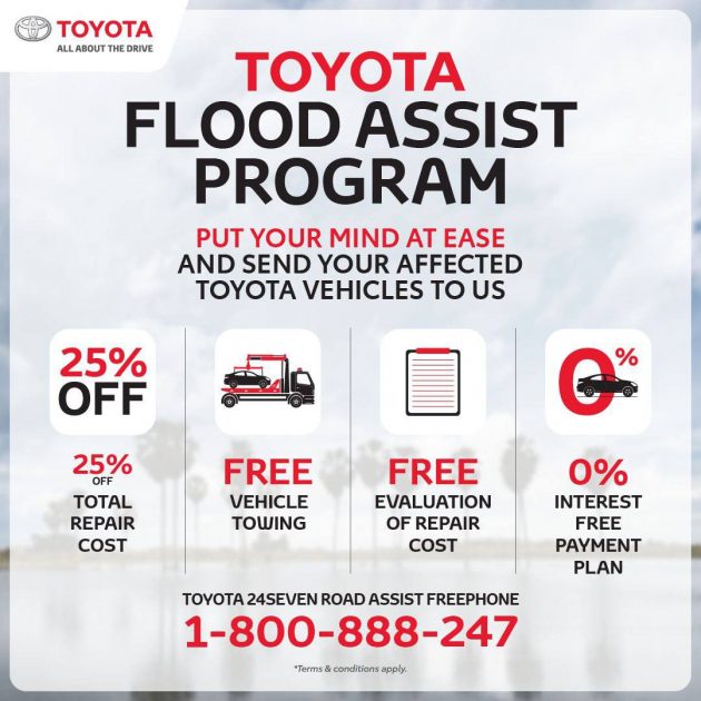 为水灾车主捎来好消息, Toyota 提供免利息分期付款助修车