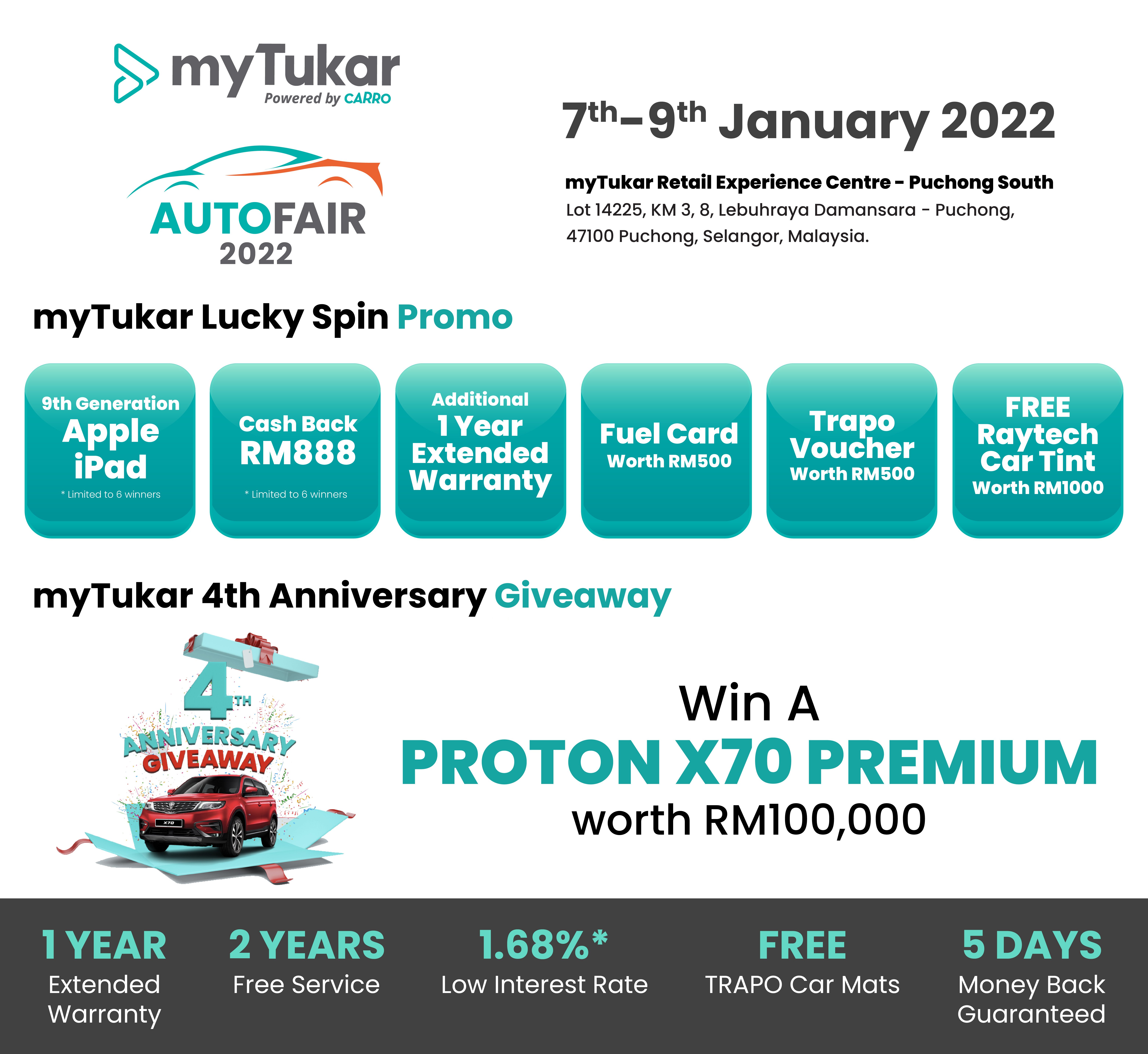 全马最大规模二手车展销会 myTukar AutoFair 2022！延长保固限期、免费维修保养服务、低利率、当天买当天送达！