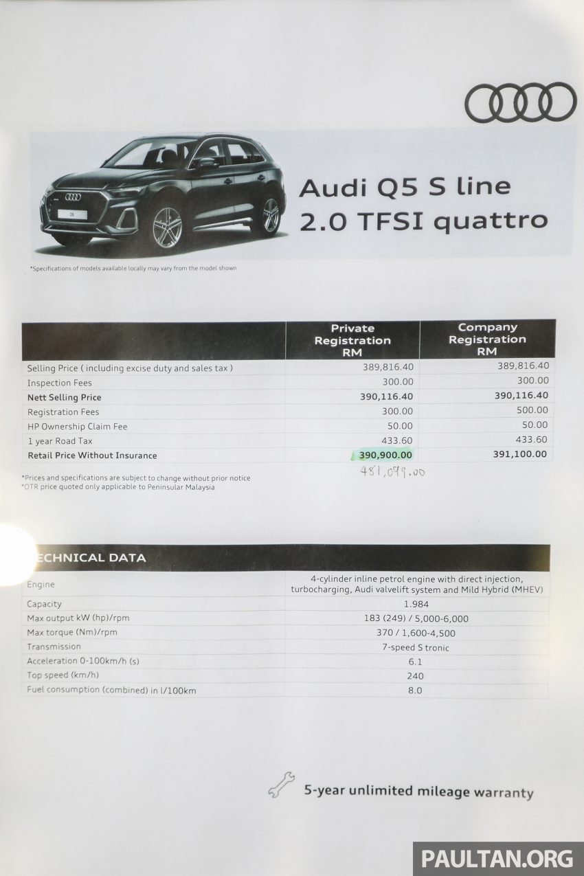 小改款 2022 Audi Q5 S line 2.0 TFSI quattro，售RM390k 170292