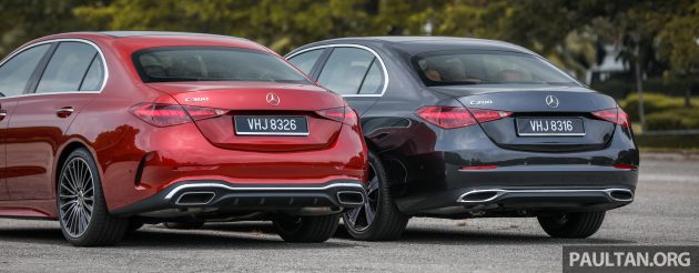 完整对比图集: W206 Mercedes-Benz C 200 Avantgarde vs C 300 AMG Line 进口版新车实拍, 售价28.8万与33万