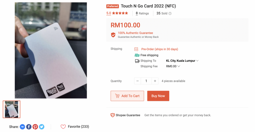 首批新款 Touch ‘n Go 卡已彻底售罄, 网上炒卖价翻十倍 180939