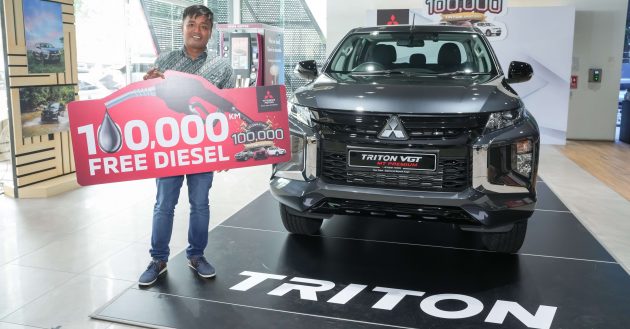 本地累积销量创里程碑, 第10万名 Mitsubishi Triton 皮卡车主获原厂赠送可行驶10万公里, 价值2.7万令吉的柴油礼券