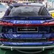 Audi e-tron Sportback 纯电动SUV登陆大马, 由第三方进口商引入销售, 综合马力最高408匹, 5.7秒破百, 售价50万