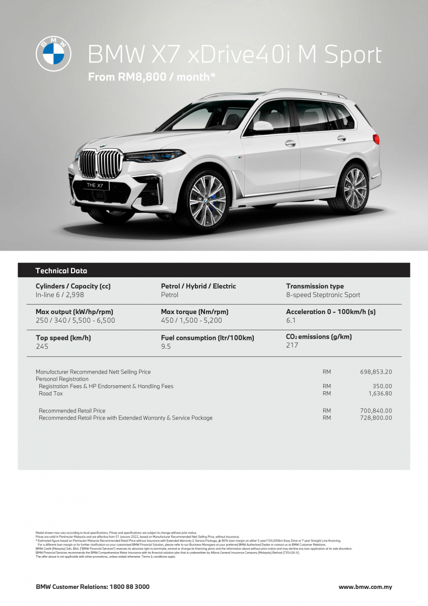 2022 BMW X7 xDrive40i M Sport 本地上市！RM701k起 199267