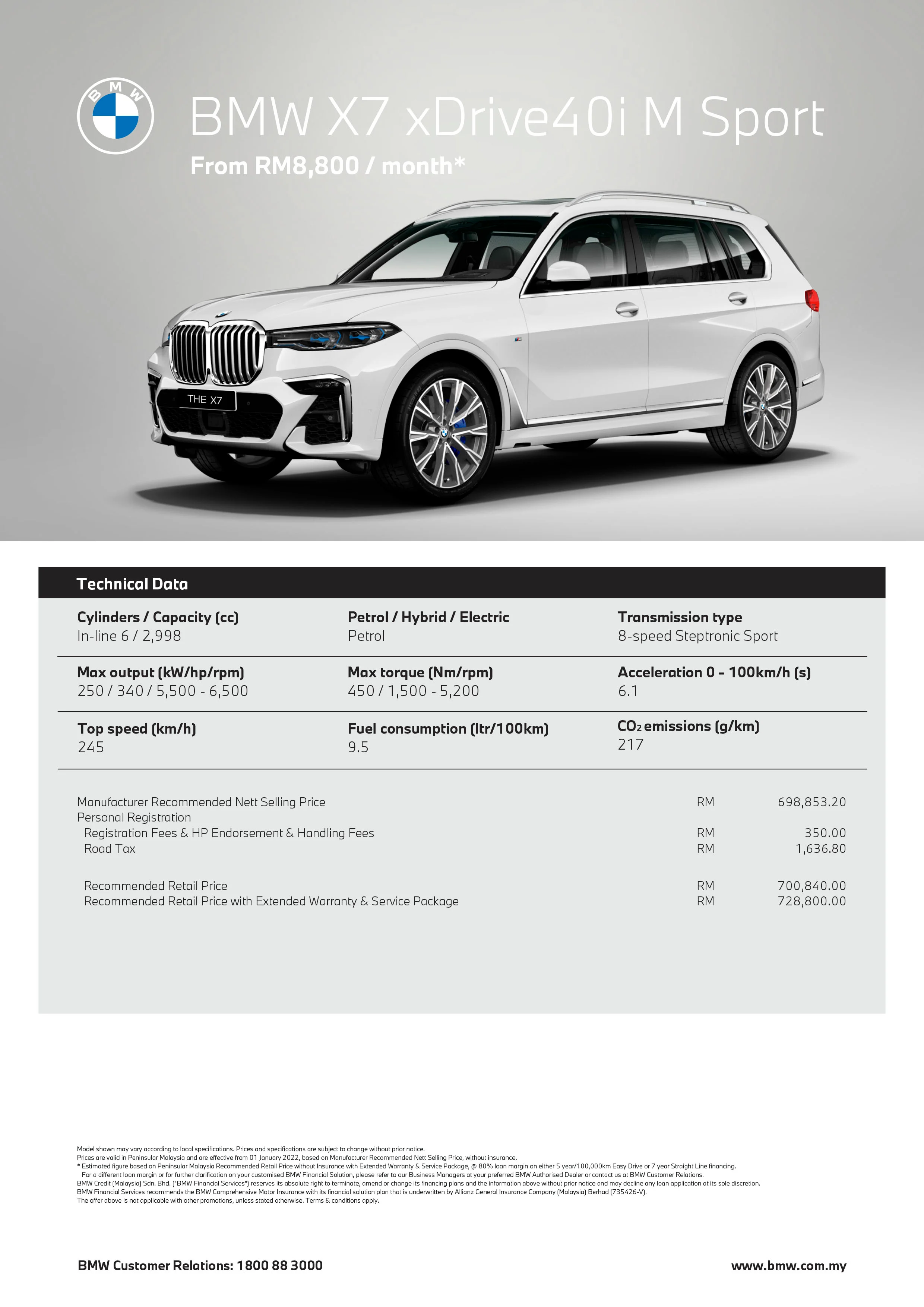 2022 BMW X7 xDrive40i M Sport 本地上市！RM701k起