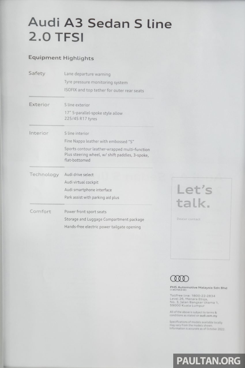 2022 Audi A3 Sedan 2.0 S line 新车实拍！售价RM332k 197924