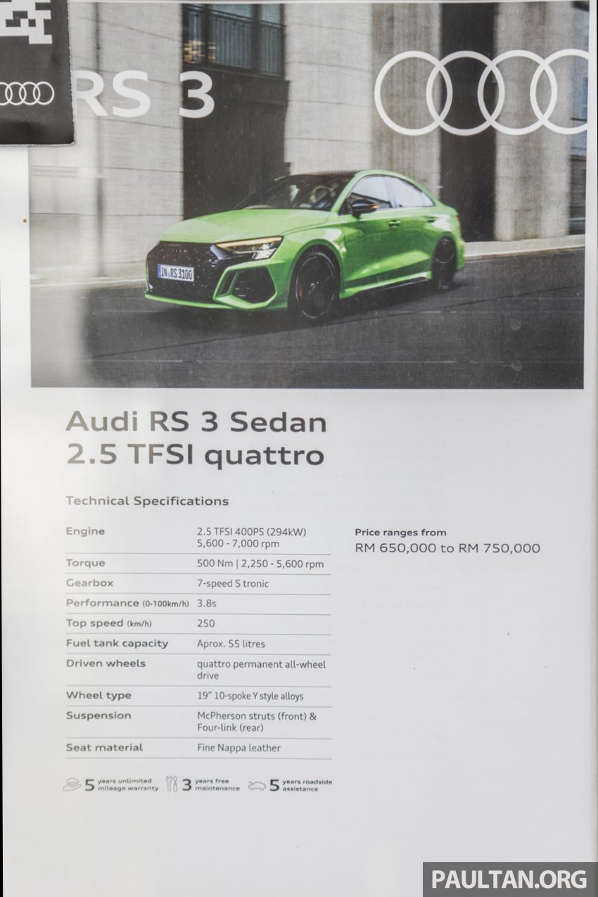 Audi RS3 Sedan 新车实拍！搭载2.5L涡轮增压引擎，400 PS马力，500Nm扭矩，3.8秒破百！售价RM650k-RM750k 197798