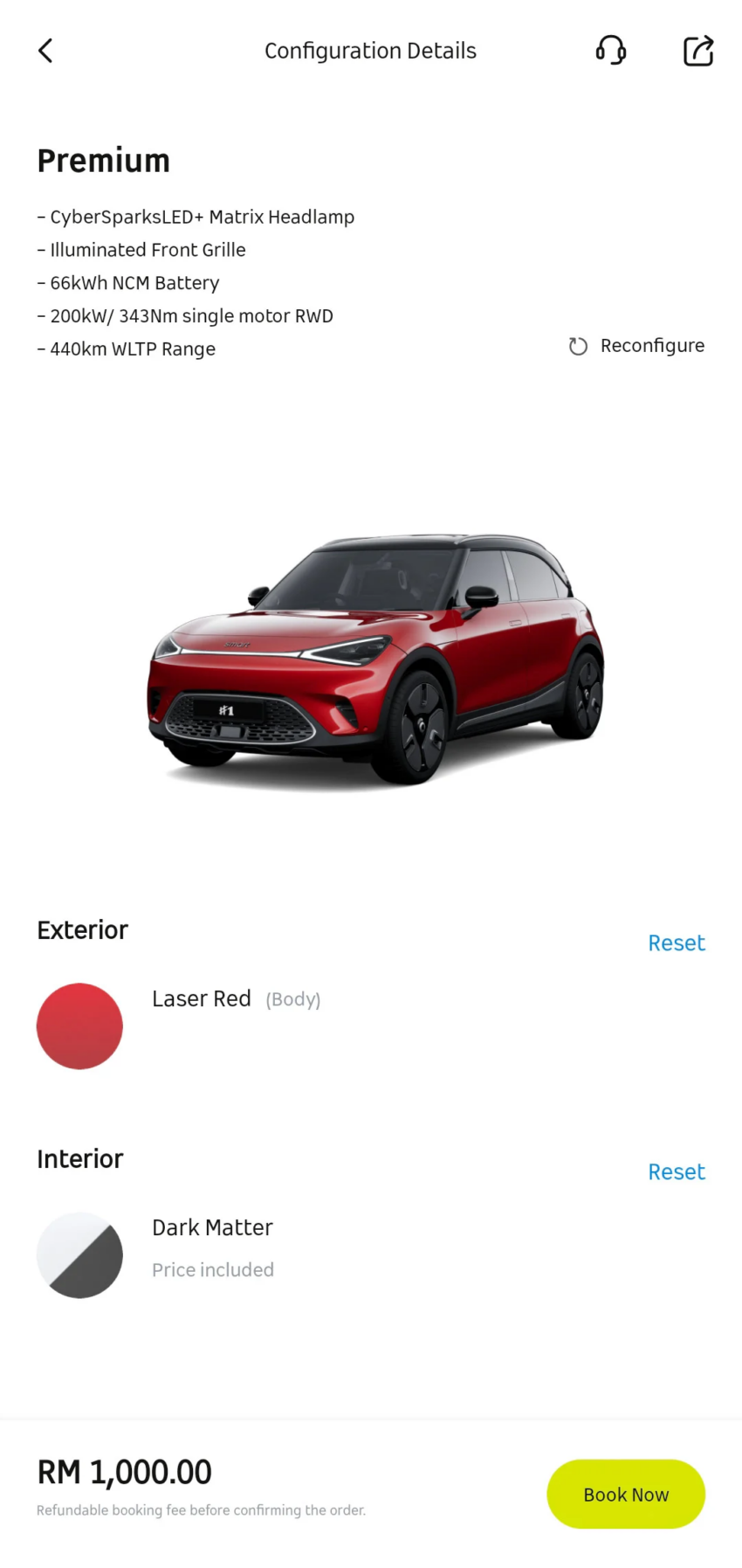 smart #1 大马开放预订！可通过 App 预付RM1k下订；提供两种版本，最大输出达428 PS马力，440公里续航里程 231975