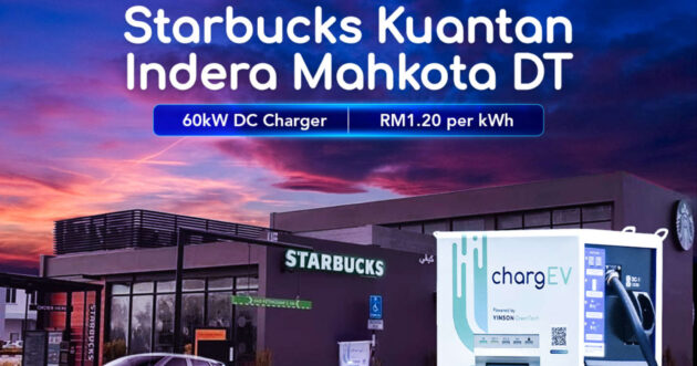ChargEV 与 Starbucks 合作于关丹 Indera Mahkota 增设全新DC快充公共充电桩, 最高支援60kW功率, 双CCS 2插头
