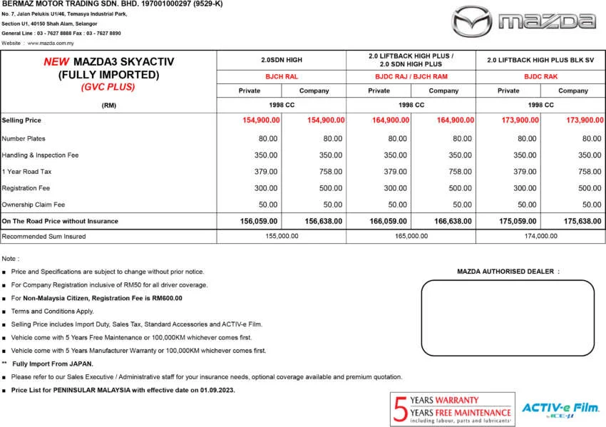 2023 Mazda 3 小升级版开卖！共四个版本，售RM156k起