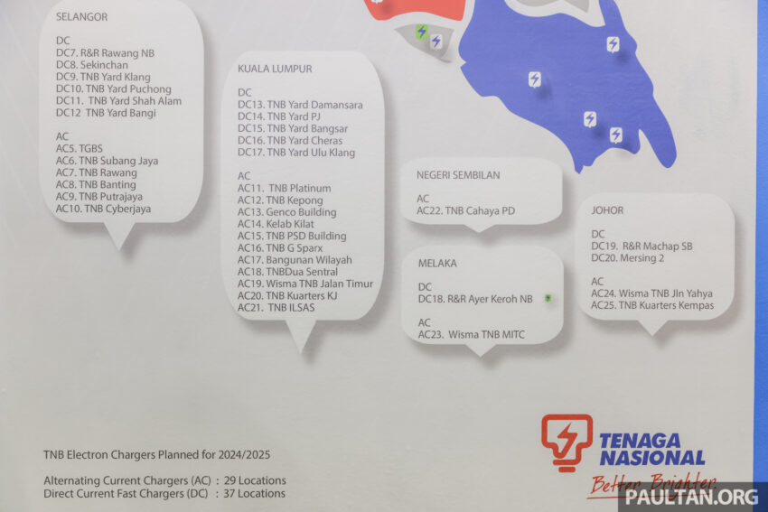 TNB Electron 计划在2025年之前增设37个DC快速充电站，以及29个AC充电站；所有位置坐落于马来西亚半岛 234412