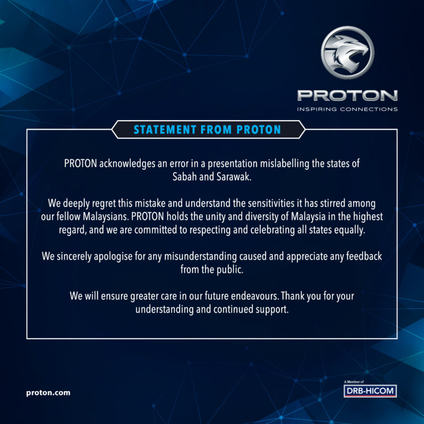 地图将沙巴与砂拉越位置错标, Proton 发文告向大众致歉 261944