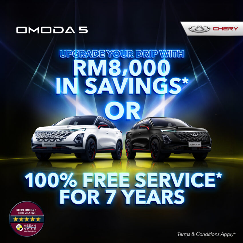 原厂为 Chery Omoda 5 与 Tiggo 8 Pro 推出RM8,000现金折扣优惠, Omoda 5 买家也可选择7年免费保养配套 274245