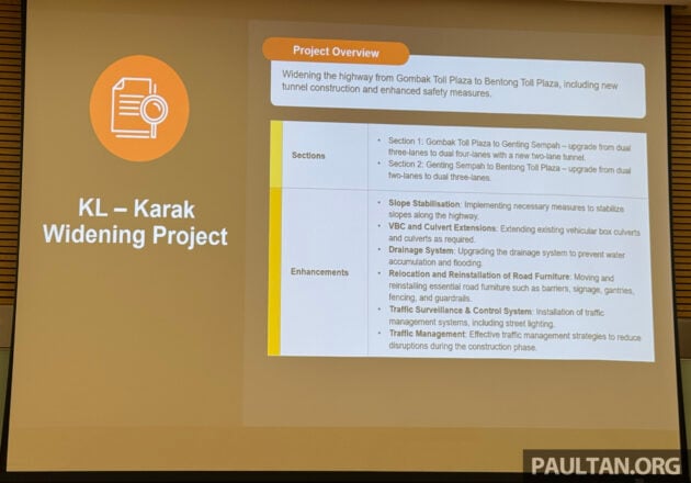 缓解堵车问题, KL-Karak 大道明年1月起扩建至四车道, 将新增第三个Genting Sempah隧道, 工程预计耗资21亿令吉