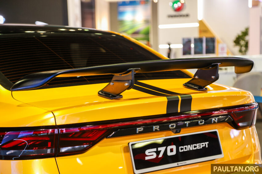 Proton S70 Concept 运动型概念车登场！金黄配色搭黑色细节化处理，配大尺寸轮毂、大尾翼、更激进外观空力套件 284000