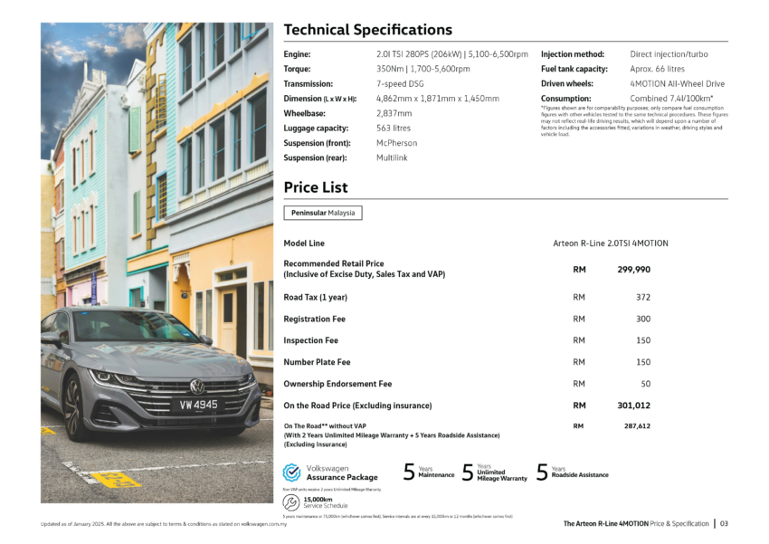 2025 Volkswagen Arteon Wolfsburg Edition 正式于本地开卖！注入特别版的专属元素和配件，售价从RM264,990起 295341