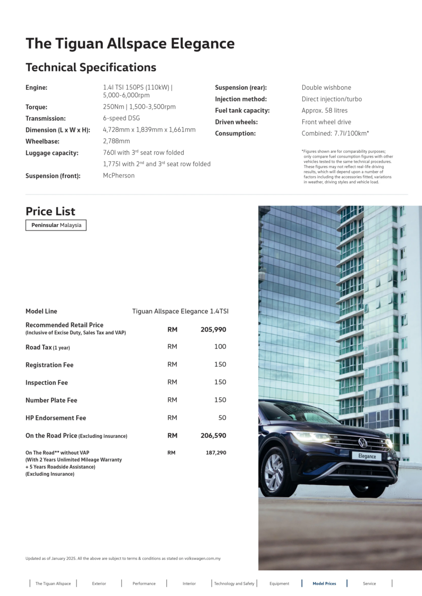 2025 Volkswagen Tiguan Allspace Wolfsburg Edition 本地面市！Elegance 版售RM181k起；R-Line 售RM244k起 295365