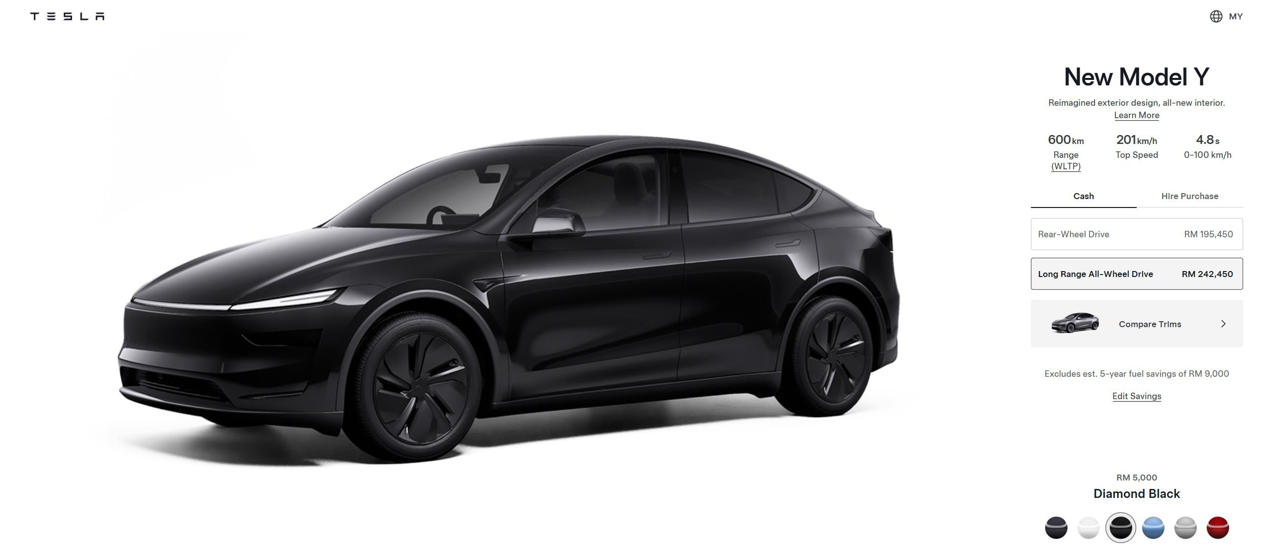 Tesla Model Y Juniper 小改款本地获更新！Long Range AWD 版续航里程增至600公里；新增 Diamond Black 配色