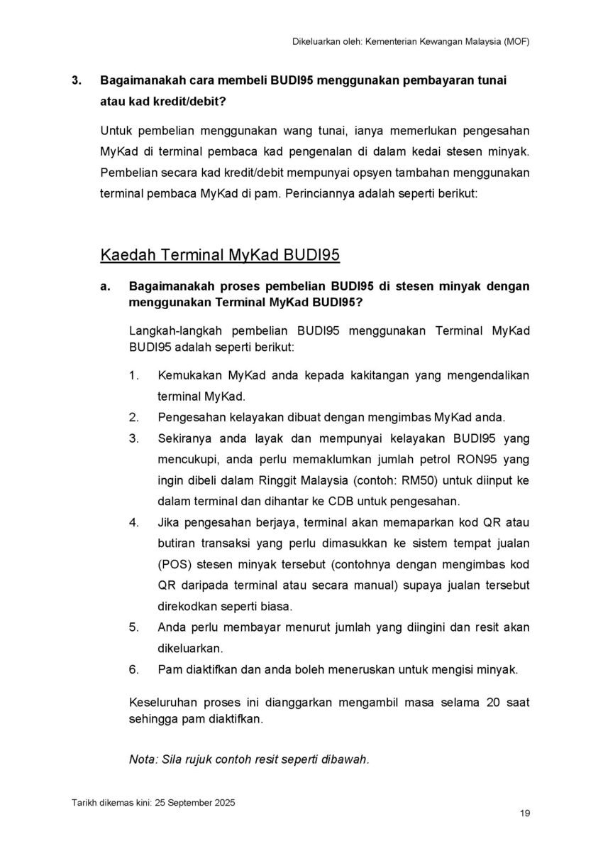 BUDI95汽油补贴: 官网列出详细的常见问题列表并逐一解答 309238