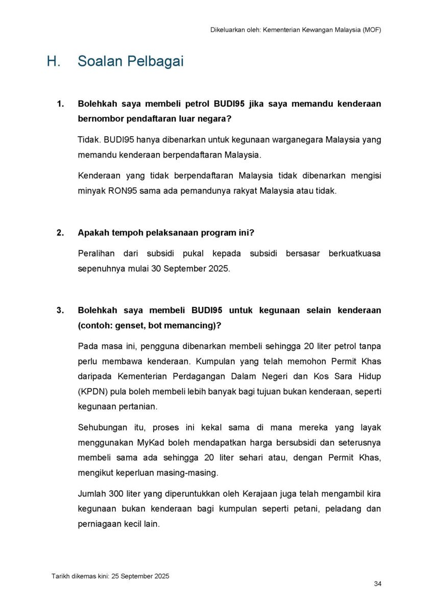 BUDI95汽油补贴: 官网列出详细的常见问题列表并逐一解答 309253