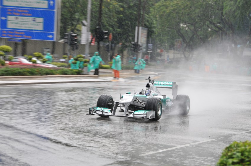 Jazeman Jaafar drives the Mercedes AMG Petronas W03 Formula 1 car around the streets of Kuala Lumpur 163013