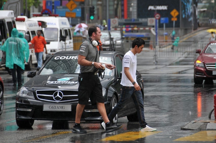 Jazeman Jaafar drives the Mercedes AMG Petronas W03 Formula 1 car around the streets of Kuala Lumpur 163017