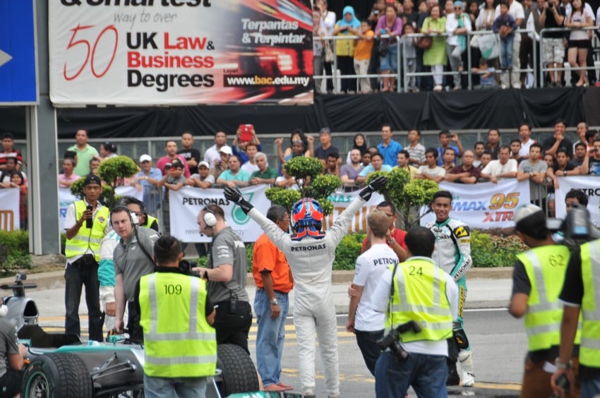 Jazeman Jaafar drives the Mercedes AMG Petronas W03 Formula 1 car around the streets of Kuala Lumpur 163041
